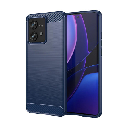 Husa Carbon pentru Motorola Edge 20 Lite, Tech Protects, Blue