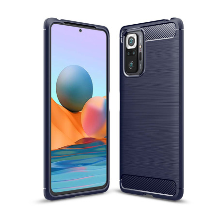 Husa Carbon pentru Xiaomi Redmi Note 10 Pro / Note 10 Pro Max, Tech Protects, Blue