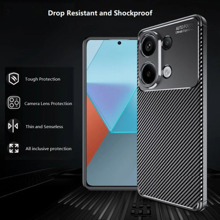 Husa pentru Xiaomi Poco X6 Pro, CarbonFiber, Black