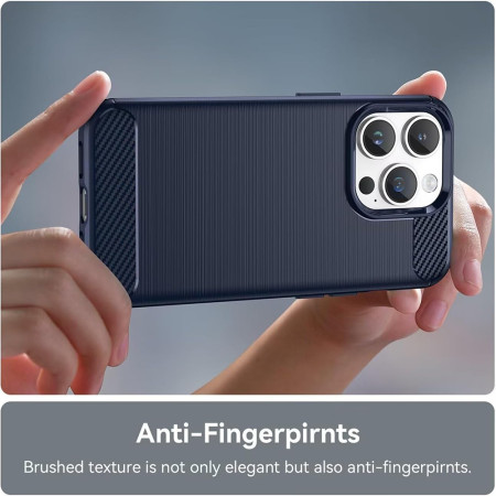 Husa Carbon pentru iPhone 14 Pro, Tech Protects, Blue