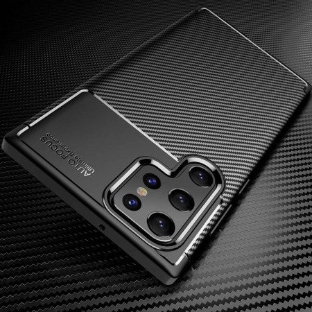 Husa pentru Samsung Galaxy S22 Ultra 5G, CarbonFiber, Premium, Black