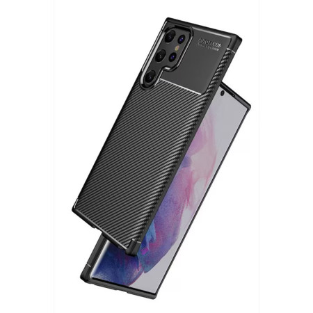 Husa pentru Samsung Galaxy S22 Ultra 5G, CarbonFiber, Premium, Black