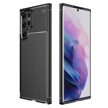 Husa pentru Samsung Galaxy S22 Ultra 5G, CarbonFiber, Premium, Black