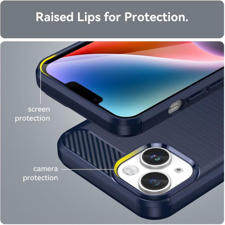 Husa Carbon pentru iPhone 13, Tech Protects, Blue