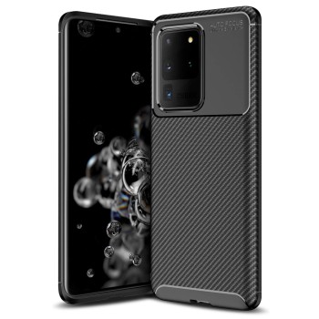 Husa pentru Samsung Galaxy S20 Ultra 4G / S20 Ultra 5G, CarbonFiber, Premium, Black