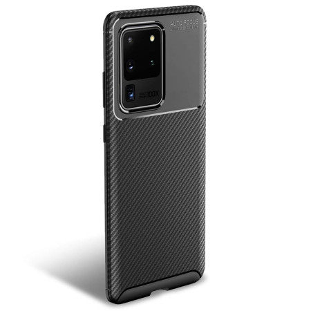 Husa pentru Samsung Galaxy S20 Ultra 4G / S20 Ultra 5G, CarbonFiber, Premium, Black