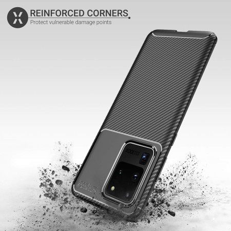 Husa pentru Samsung Galaxy S20 Ultra 4G / S20 Ultra 5G, CarbonFiber, Premium, Black