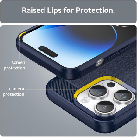 Husa Carbon pentru iPhone 13 Pro, Tech Protects, Blue