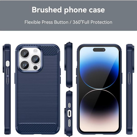 Husa Carbon pentru iPhone 13 Pro, Tech Protects, Blue
