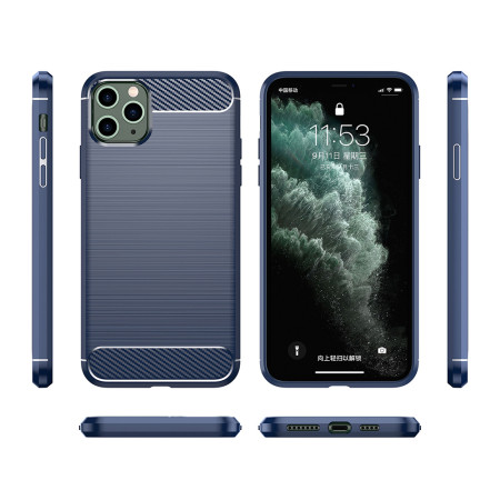 Husa Carbon pentru iPhone 11 Pro Max, Tech Protects, Blue