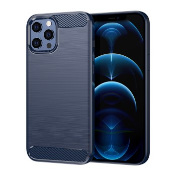 Husa Carbon pentru iPhone 12 Pro Max, Tech Protects, Blue