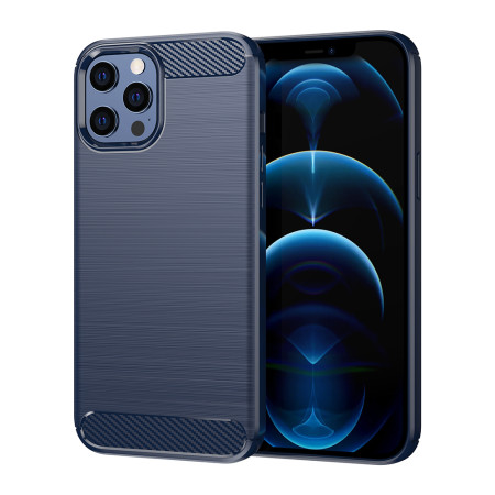 Husa Carbon pentru iPhone 12 Pro Max, Tech Protects, Blue