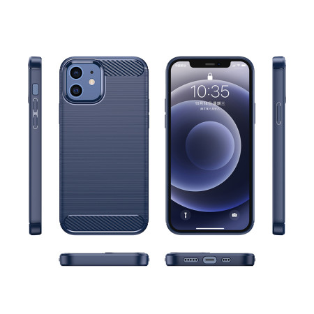 Husa Carbon pentru iPhone 12 / 12 Pro, Tech Protects, Blue