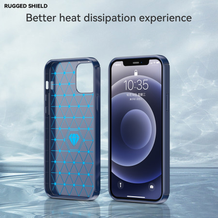Husa Carbon pentru iPhone 12 / 12 Pro, Tech Protects, Blue