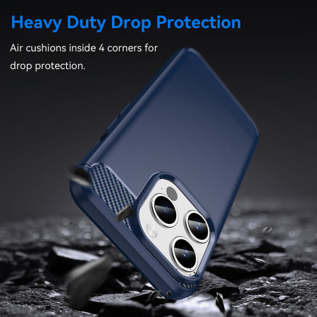 Husa Carbon pentru iPhone 15 Pro Max, Tech Protects, Blue