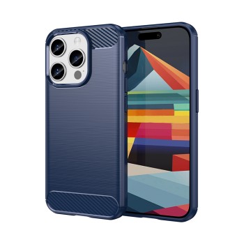 Husa Carbon pentru iPhone 15 Pro, Tech Protects, Blue