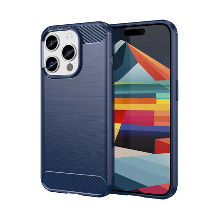 Husa Carbon pentru iPhone 15 Pro, Tech Protects, Blue