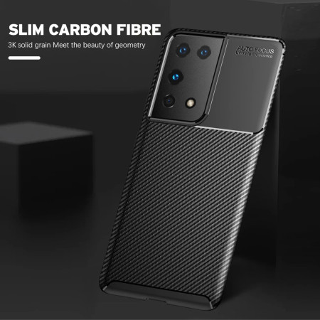 Husa pentru Samsung Galaxy S21 Ultra 5G, CarbonFiber, Premium, Black