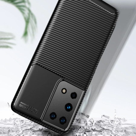 Husa pentru Samsung Galaxy S21 Ultra 5G, CarbonFiber, Premium, Black