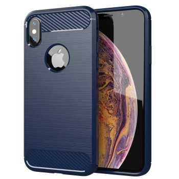 Husa Carbon pentru iPhone X / XS, Tech Protects, Blue