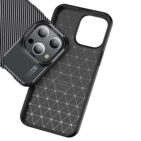 Husa pentru iPhone 15 Pro, CarbonFiber, Premium, Black