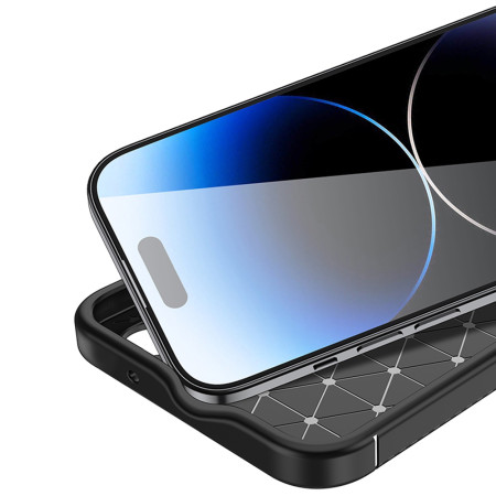 Husa pentru iPhone 15 Pro, CarbonFiber, Premium, Black