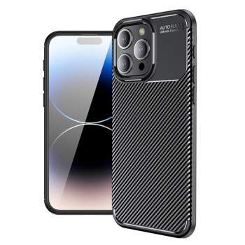 Husa pentru iPhone 14 Pro, CarbonFiber, Premium, Black