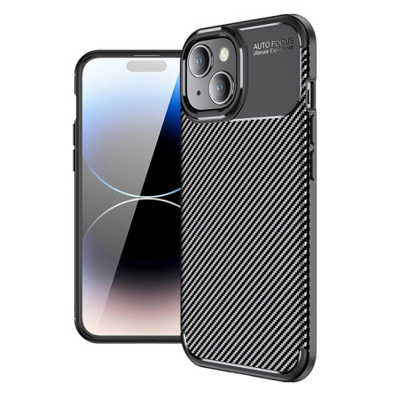 Husa pentru iPhone 15, CarbonFiber, Premium, Black