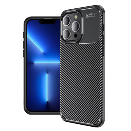 Husa pentru iPhone 13 Pro, CarbonFiber, Premium, Black