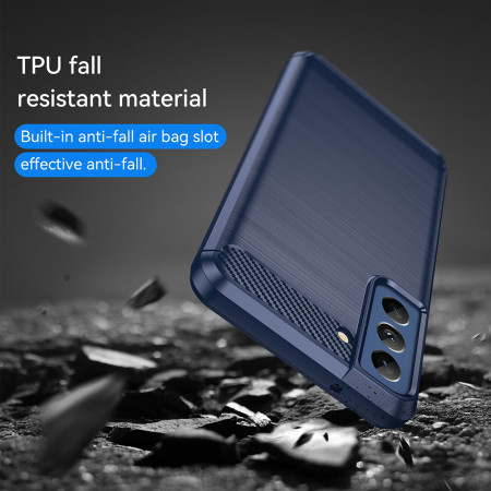 Husa Carbon pentru Samsung Galaxy S21 FE 5G, Tech Protects, Blue
