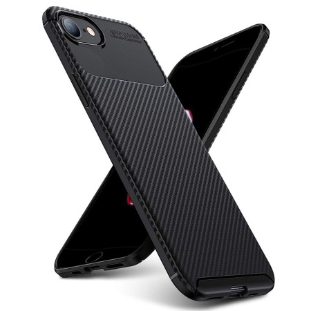 Husa pentru iPhone 7 / 8 / SE 2, SE 2020 / SE 3, SE 2022, CarbonFiber, Black
