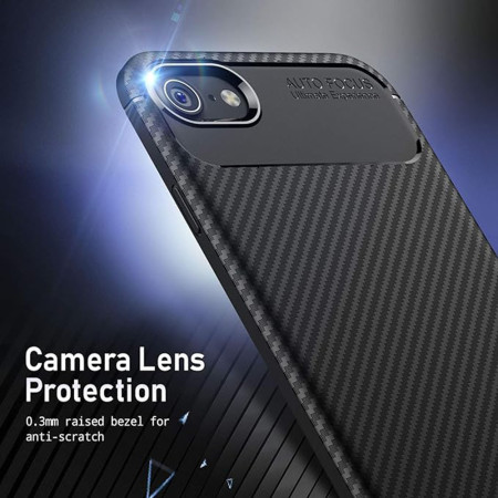 Husa pentru iPhone 7 / 8 / SE 2, SE 2020 / SE 3, SE 2022, CarbonFiber, Black