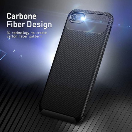 Husa pentru iPhone 7 / 8 / SE 2, SE 2020 / SE 3, SE 2022, CarbonFiber, Black
