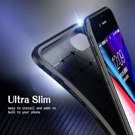Husa pentru iPhone 7 / 8 / SE 2, SE 2020 / SE 3, SE 2022, CarbonFiber, Black