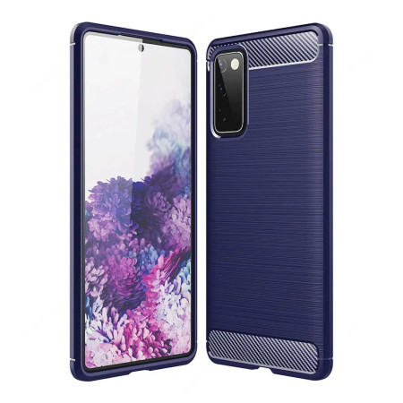 Husa Carbon pentru Samsung Galaxy S20 4G / S20 5G, Tech Protects, Blue