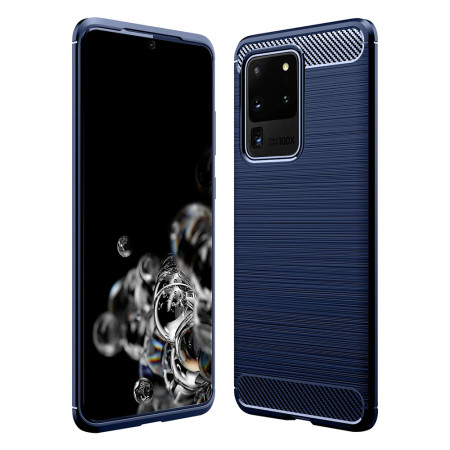 Husa Carbon pentru Samsung Galaxy S20 Ultra 4G / S20 Ultra 5G, Tech Protects, Blue
