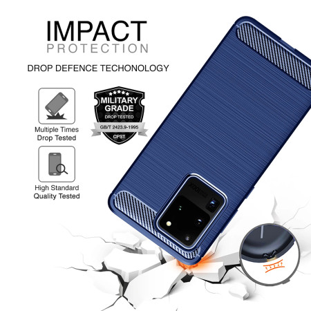 Husa Carbon pentru Samsung Galaxy S20 Ultra 4G / S20 Ultra 5G, Tech Protects, Blue