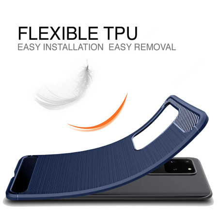 Husa Carbon pentru Samsung Galaxy S20 Plus 4G / S20 Plus 5G, Tech Protects, Blue