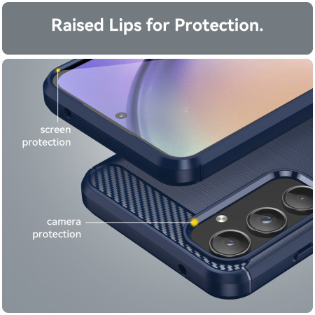 Husa Carbon pentru Samsung Galaxy A55 5G, Tech Protects, Blue