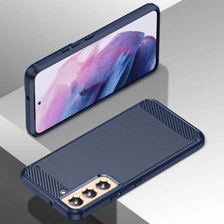 Husa Carbon pentru Samsung Galaxy S22 Plus 5G, Tech Protects, Blue