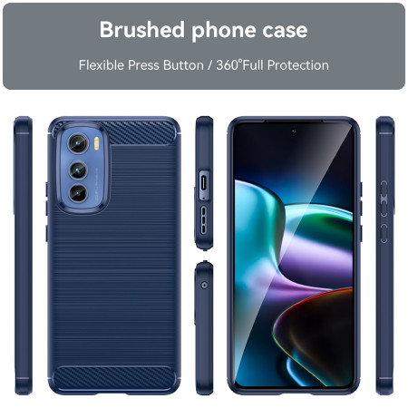 Husa Carbon pentru Motorola Edge 30, Tech Protects, Blue