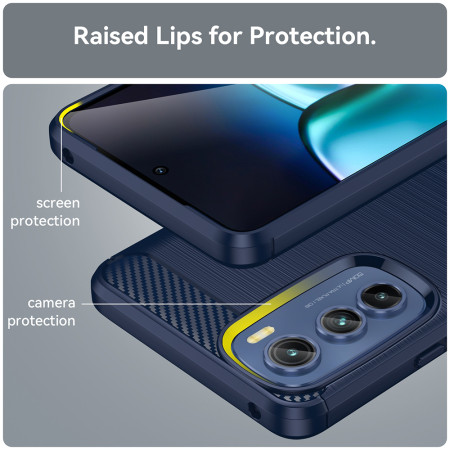 Husa Carbon pentru Motorola Edge 30, Tech Protects, Blue