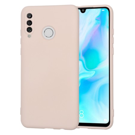 Husa Premium din Silicon pentru Huawei P30 Lite / P30 Lite New Edition - SoftFlex, Microfibra, Pink Sand