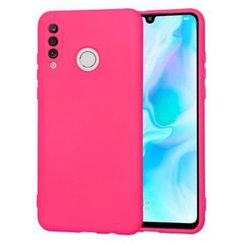 Husa Premium din Silicon pentru Huawei P30 Lite / P30 Lite New Edition - SoftFlex, Microfibra, Hot Pink