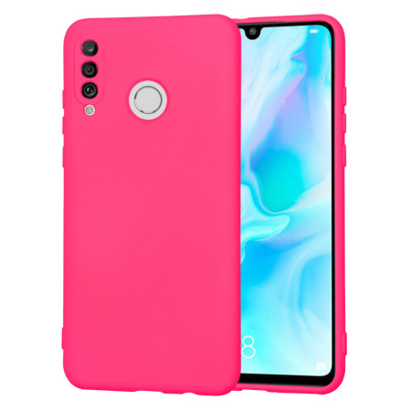 Husa Premium din Silicon pentru Huawei P30 Lite / P30 Lite New Edition - SoftFlex, Microfibra, Hot Pink