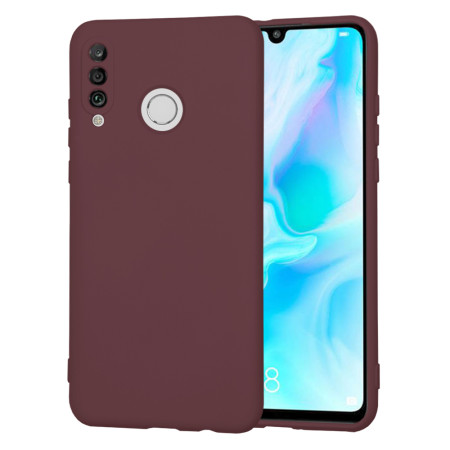 Husa Premium din Silicon pentru Huawei P30 Lite / P30 Lite New Edition - SoftFlex, Microfibra, Plum Red