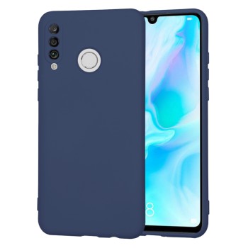 Husa Premium din Silicon pentru Huawei P30 Lite / P30 Lite New Edition - SoftFlex, Microfibra, Navy Blue