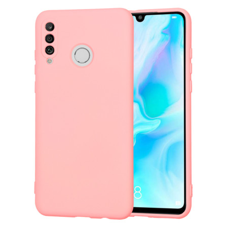 Husa Premium din Silicon pentru Huawei P30 Lite / P30 Lite New Edition - SoftFlex, Microfibra, Chalk Pink