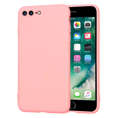 Husa Premium din Silicon pentru iPhone 7 Plus / 8 Plus - SoftFlex, Microfibra, Chalk Pink