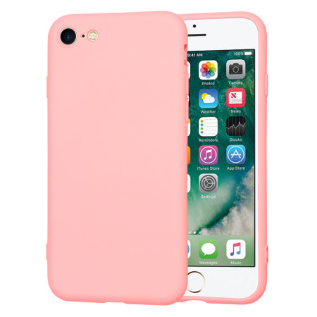 Husa Premium din Silicon pentru iPhone 7 / 8 / SE 2, SE 2020 / SE 3, SE 2022 - SoftFlex, Microfibra, Chalk Pink